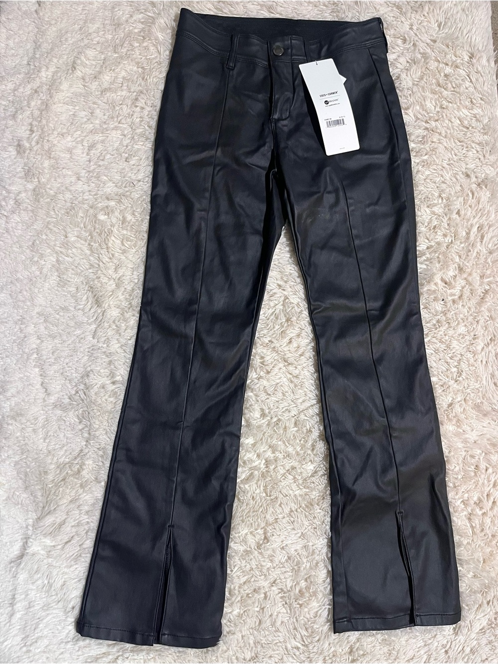 Coco + Carmen Black Faux Leather Flare Jeans